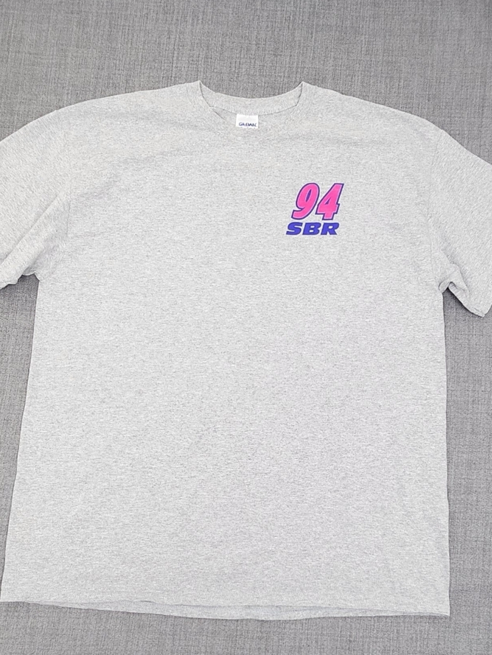 Gildan Monte Carlo Pink & Purple Graphic Racing 94 SBR  Grey Tee Shirt. XL